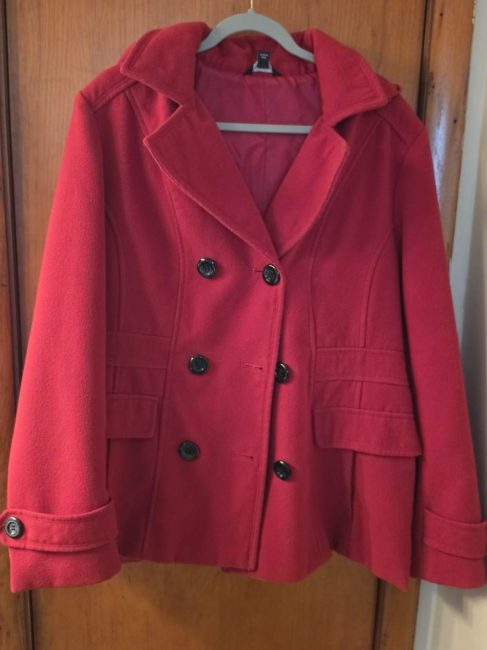 George Red Double-Breasted Pea Coat